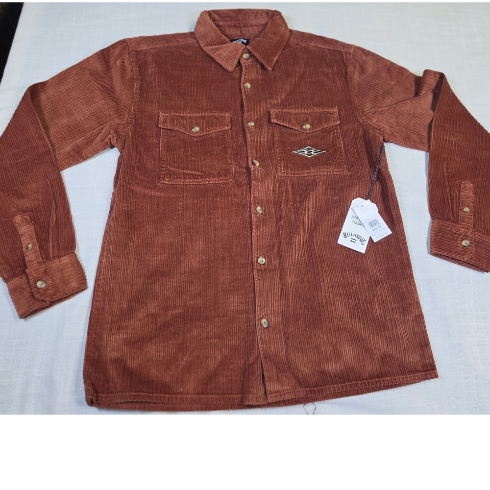 Billabong Bong Days Corduroy Shirt Mens Medium Rust Brown Wave Washed Flannel